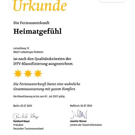 Ferienwohnung Heimatgefuehl Thalheim Leibertingen Esterno foto